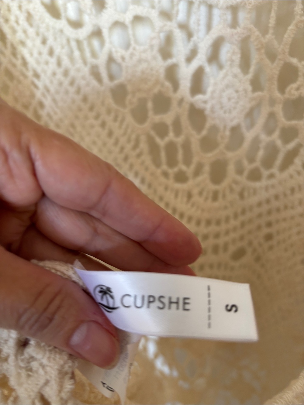Cupshe Cream Crochet Lace Swim Coverup Tunic - Picture 3 of 3